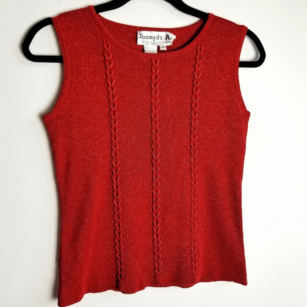 Vintage Joseph A Silk Metallic Red Tank Top